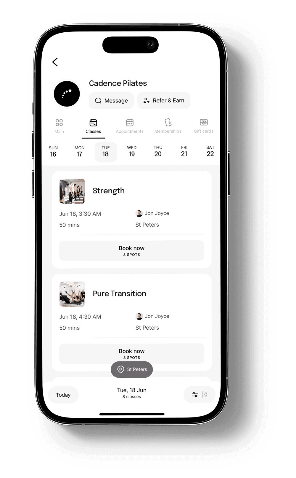 Adelaide Timetable | Pilates Mobile App